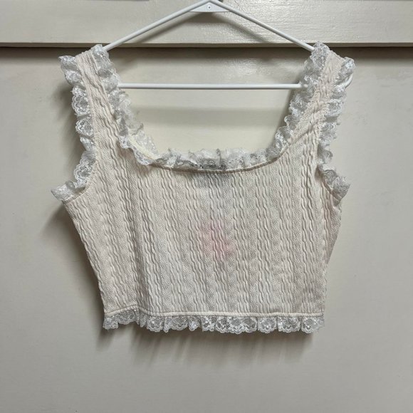 Cider Ivory Solid Lace Trim Cami Tank Top - Picture 1 of 4